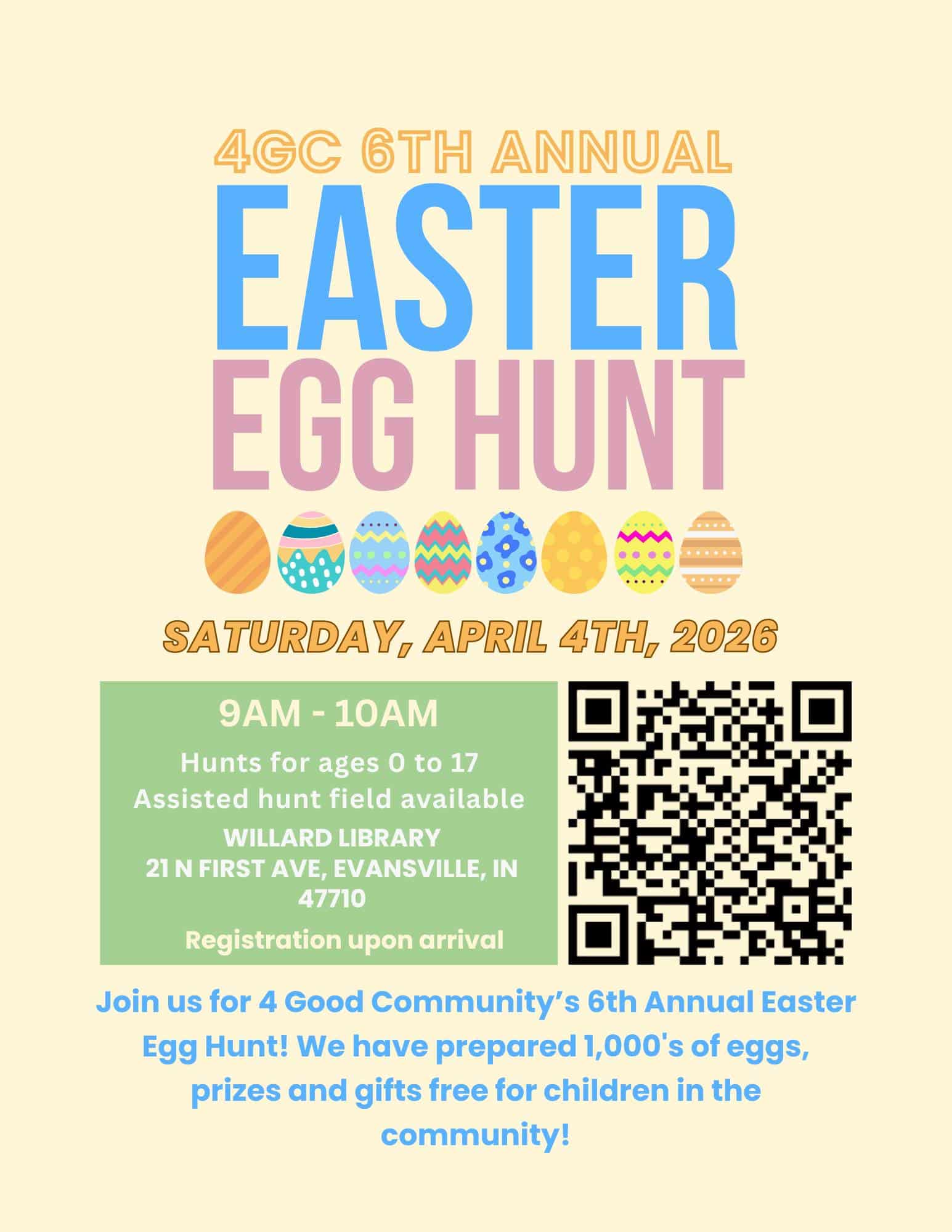 6th Annual Easter Egg Hunt - Willard Library @9am